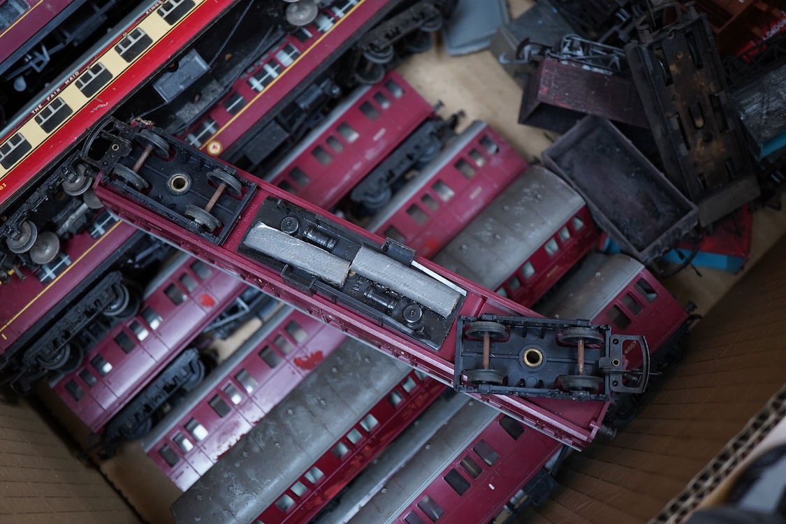 Three part-built 0 gauge railway brass and white metal locomotives by John Worsley; an ACE Products kit of an SR Bullied light Pacific with its original box, a SECR Wainwright H class 0-4-4T locomotive and an LNER class
